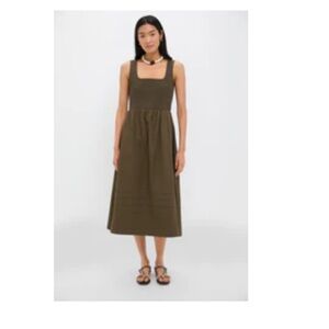 Elegant Olive Cotton Tiernan Dress